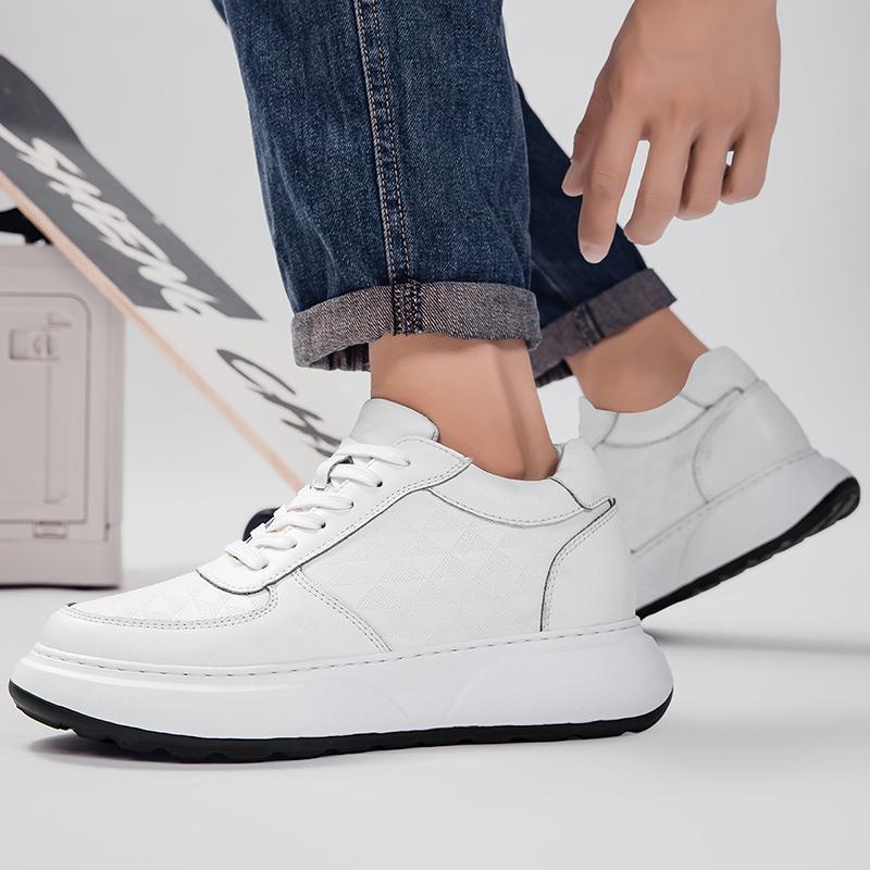 Lace-Up Men Elevator Walking Shoes All-match Increase Male Sneakers Genuine Leather Men Casual Shoes High Quality Men's Footwear