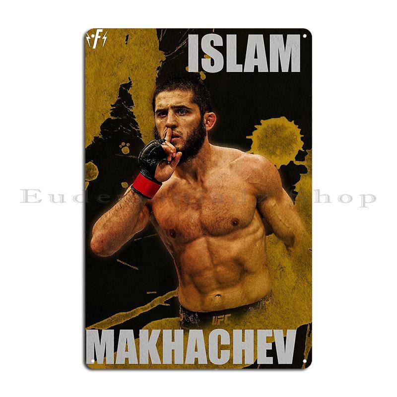 Islam Makhachev Vs Poirier Berg-Champion Metallplakette Rostig Anpassen Lustig Party Blechschild Poster