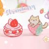 Self-Adhesive Japanese Cute Embroidery Cloth Sticker Hand Ledger Mobile Phone Case Strawberry Cake Embroidery Sticker Hole Patch Sticker