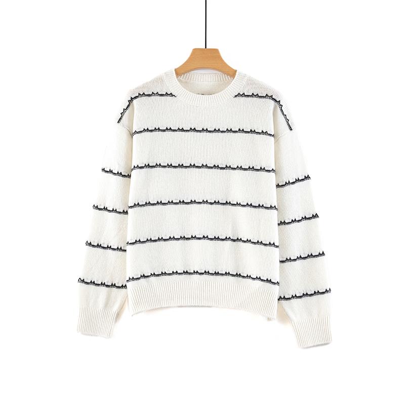 Women's 100% Cashmere Striped Knit Sweater