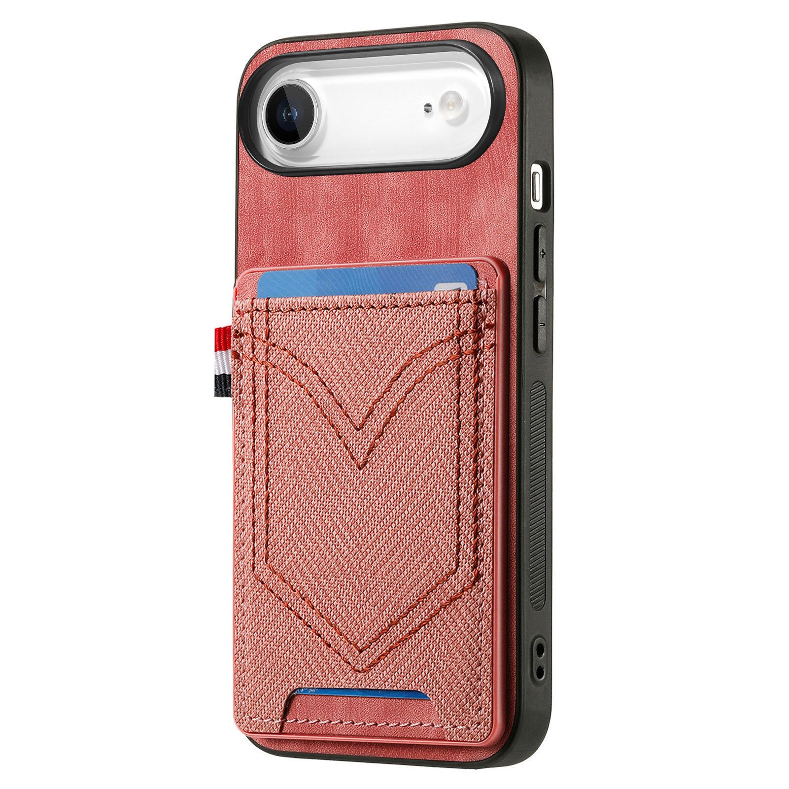 

For iPhone Air Phone Case Retro Jean Cloth Texture Leather Back Cover with Card Holder