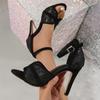 Neue Damenschuhe Fischmaul Stiletto High Heels Mesh durchbrochen offene Zehen Schnalle durchbrochen einfarbige Sandalen Damen