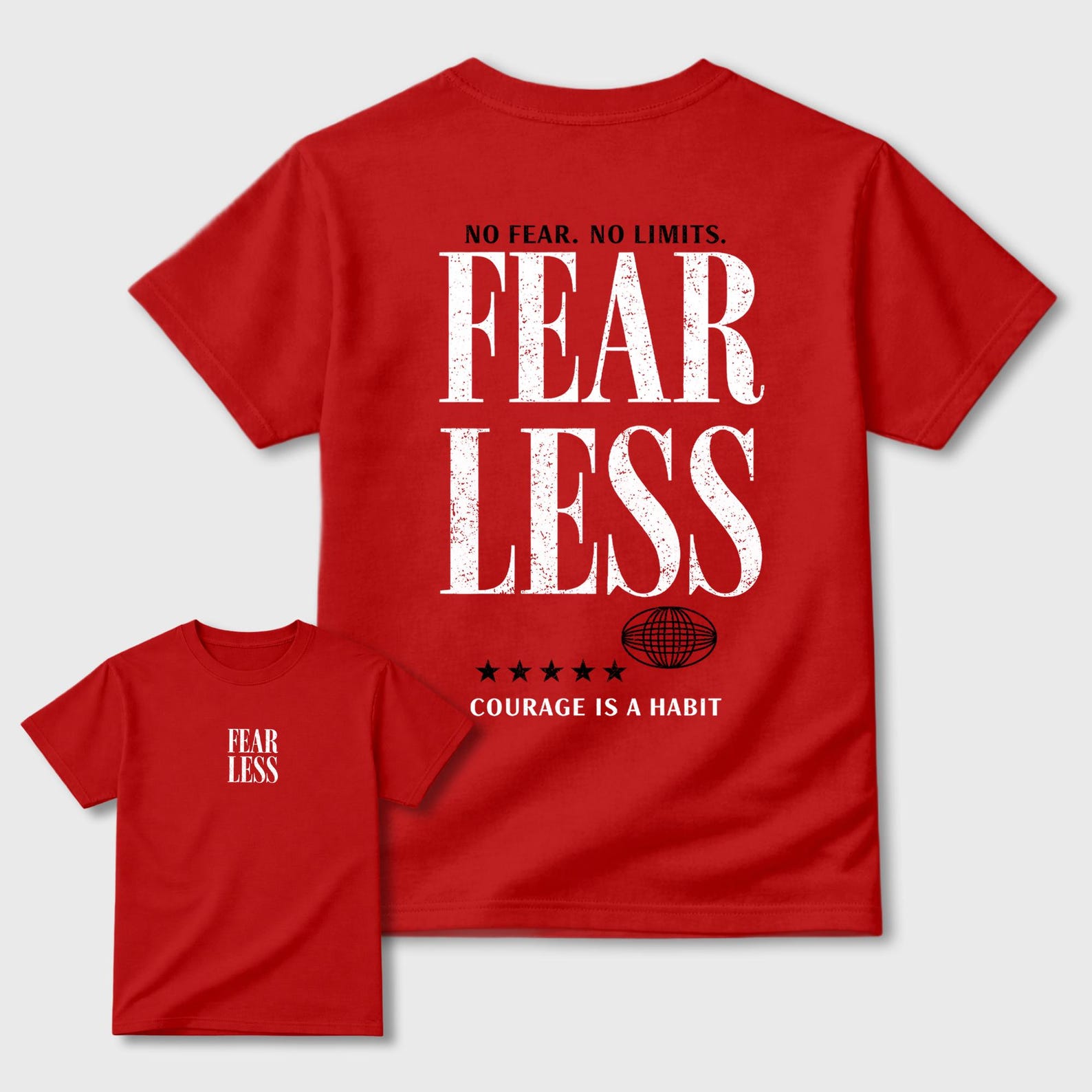 Fearless graphic tee. Streetwear Brand Graphic T-Shirt. 13s University Red M