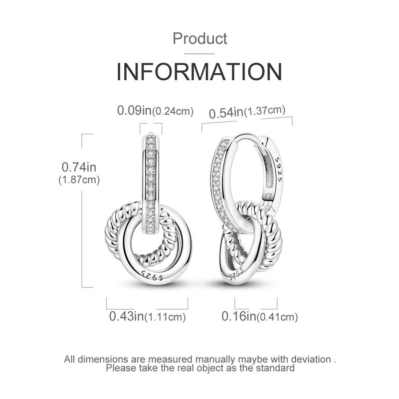 925 Sterling Copper Heart Snake Bone Pattern Cross Shell Zircon Four-pointed Star Earrings for Women Earring Fine Zircon Gifts