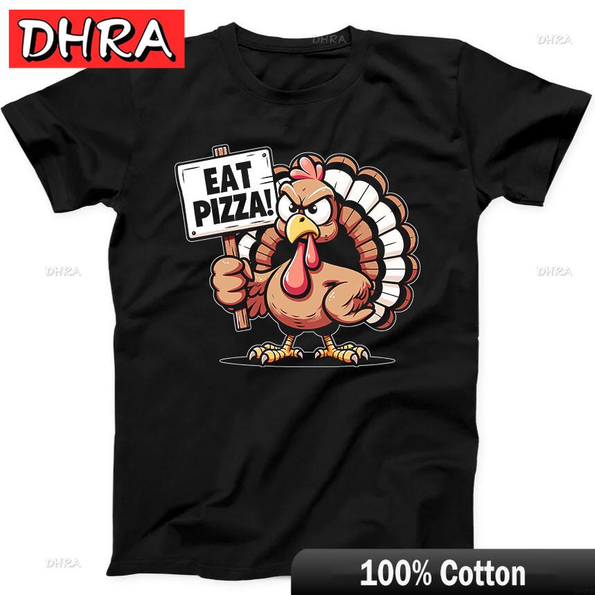 Thanksgiving Turkey Eat Pizza Best Seller Funny Gift Tee Black T Shirt Y2K Tshirts Tees for Weekend Style TShirt Ropa Hombre 4XL
