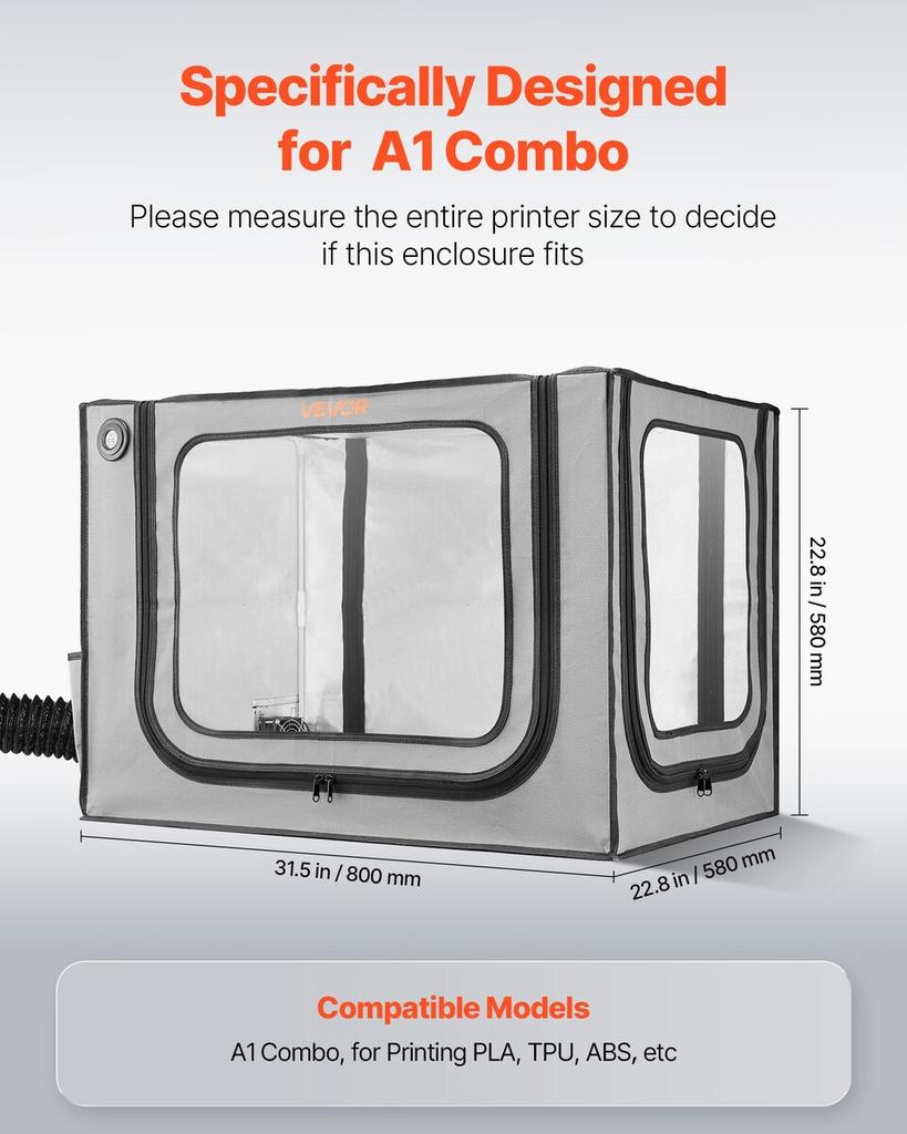 3D Printer Enclosure with Ventilation, Dustproof Waterproof Large Size 600D Oxford Cloth 3D Printer Tent, Constant Temperature Protective Case with