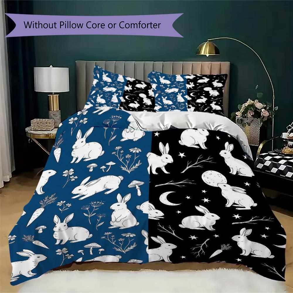 Repeat Bunny Pattern Bedding uilt Set uilt Cover Pillowcase Home Decoration Birthday Gift (1 * duvet cover + 2 * pillowcase without core)
