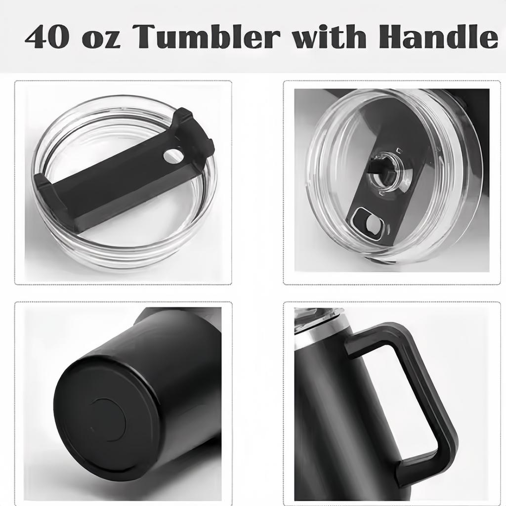 40oz Large Capacity Tumbler Vacuum Insulated Thermos Cup Stainless Steel Car Water Bottle Coffee Mugs With Handle Drinkware
