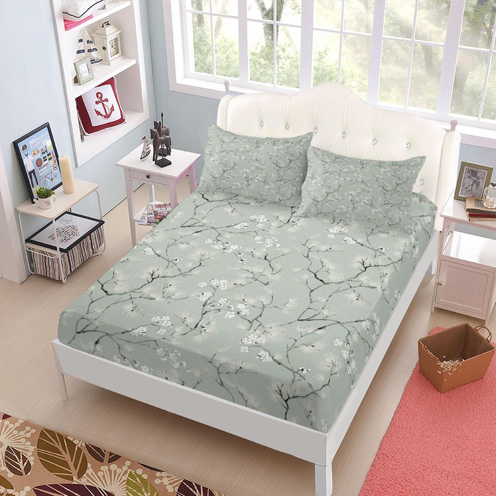 Chinoiserie Toile Pattern Fitted Sheet Set King Queen Double Full Size Bed Linen Set