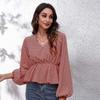 BITCED 19 Floral Checkered Chain Floral Checkerboard Printed Long Sleeve Chiffon Shirt for Women Spring and Autumn
