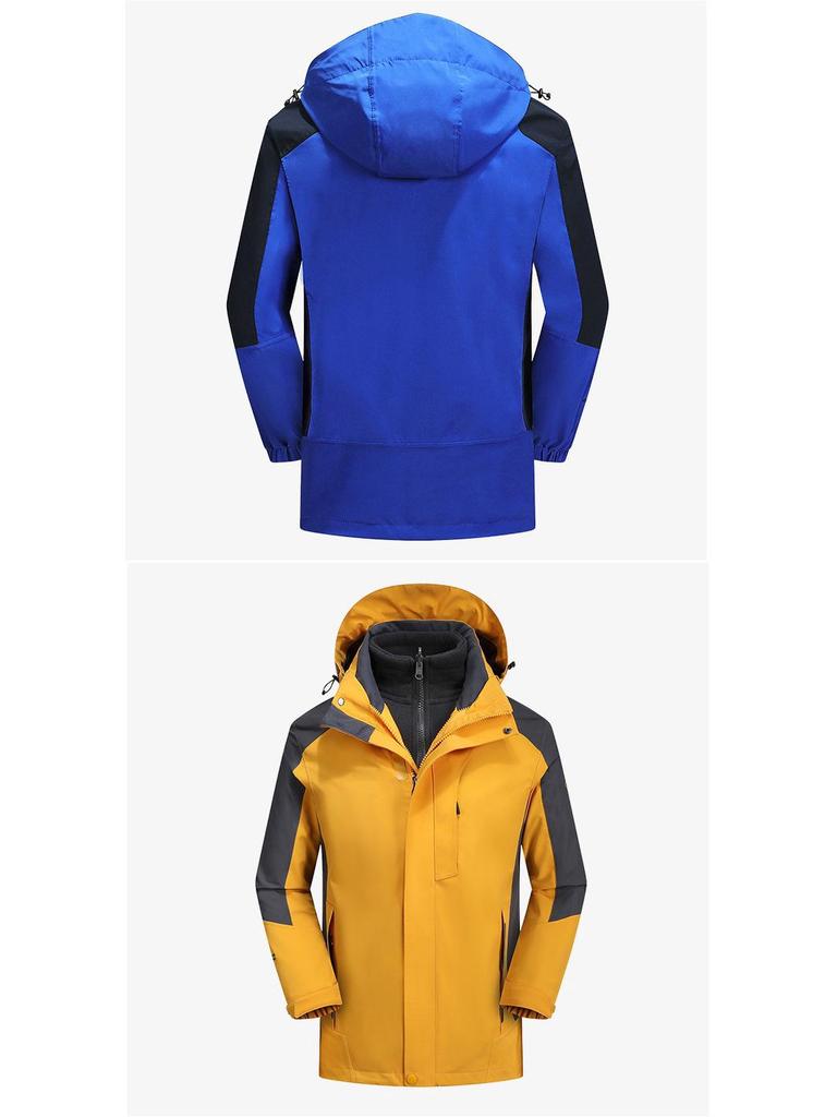Men's and Women's 3-in-1 Fleece Outdoor Jacket: Windproof, Waterproof, Removable Warm Coat for Mountaineering