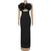 Women's Fashion Sexy Lace Backless Spaghetti Strap Dress with Brooch