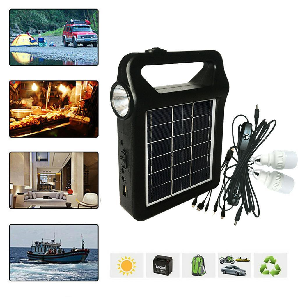 Kit Sistem Generator Solar 4000MAH Încărcător Solar USB Lumină de Urgență Cu 4 Becuri LED 4 Capete Cablu de Încărcare USB pentru Camping 2W/6V