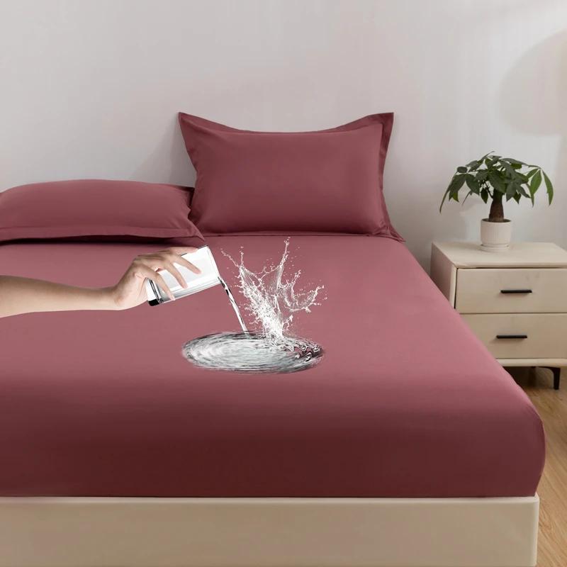 100% Waterproof Solid Bed Fitted Sheet Nordic Adjustable Mattress Covers Four Corners with Elastic Band Multi Size Bed Sheet