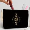 1pc Portable Printed with Golden Moon and Sun Patterns Zipper Bag, Multifunctional Cosmetic Bag Storage Bag.