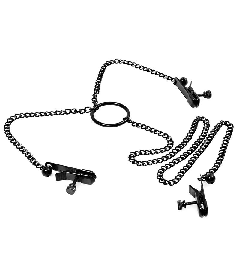 Three-Headed Double-Peak Metal Bell Nipple Labia Clitoris Clip Flirting Nipple Clamps