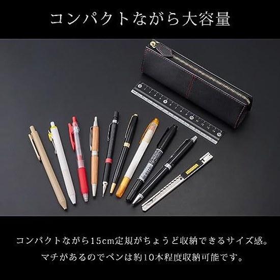 Diablo Pen Case Mens Pencil Box Leather Triangle Design Color KA-517 (BlackBlue)