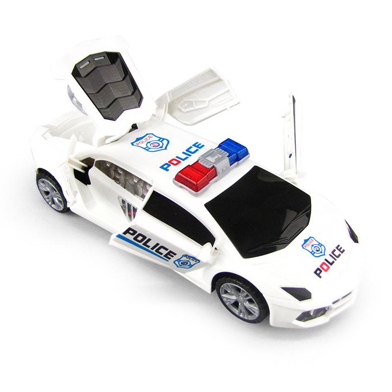 Electric Universal 360 Degree Rotating Deformation Police Car Music Light Toy Car