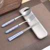 Wheat Straw Stainless Steel Portable Cutlery Set: Fork, Spoon & Chopsticks for Students, Office, and Travel
