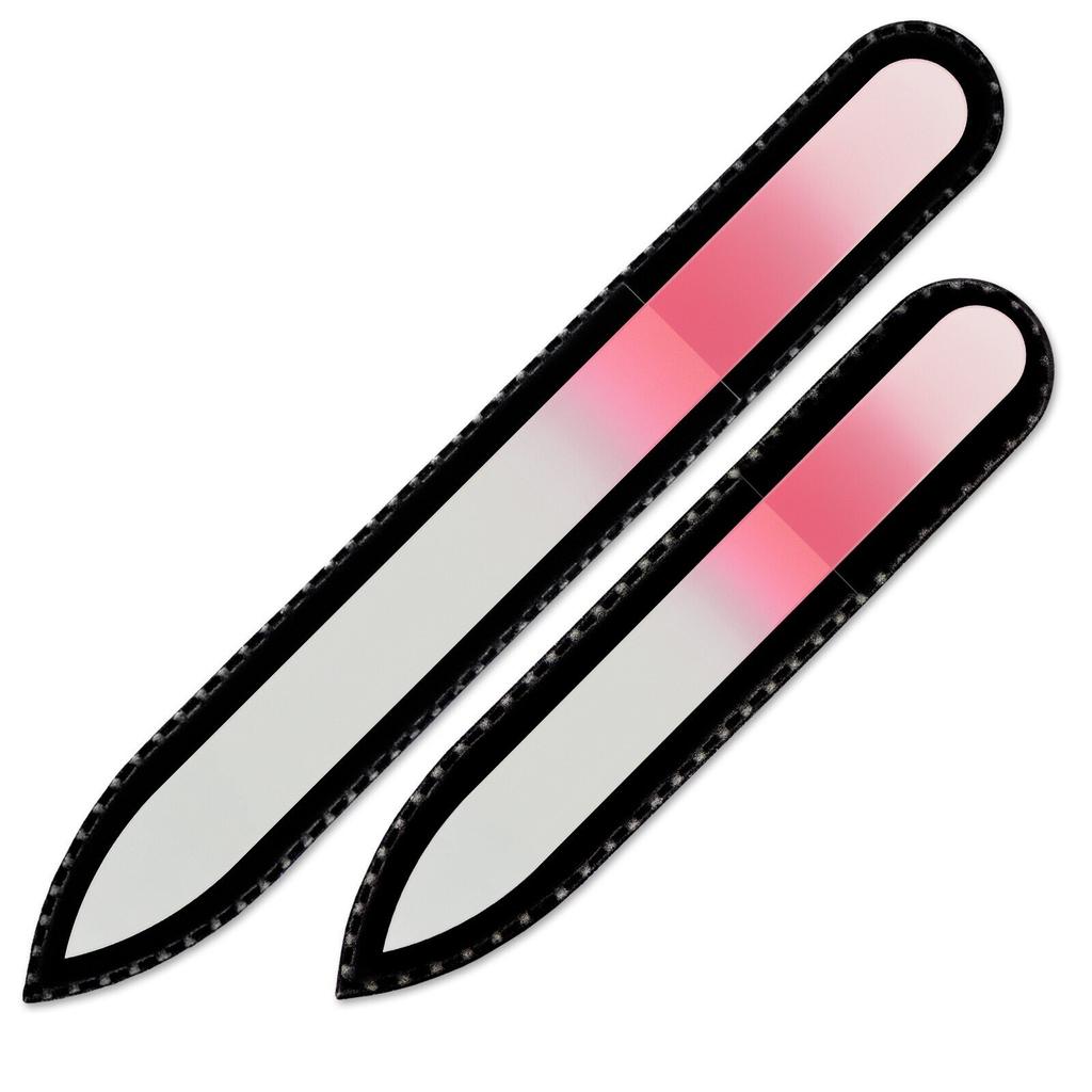 Set mit 2 Regenbogen-Kristall-Nagelfeilen, handgefertigt aus tschechischem gehärtetem Glas R-MS