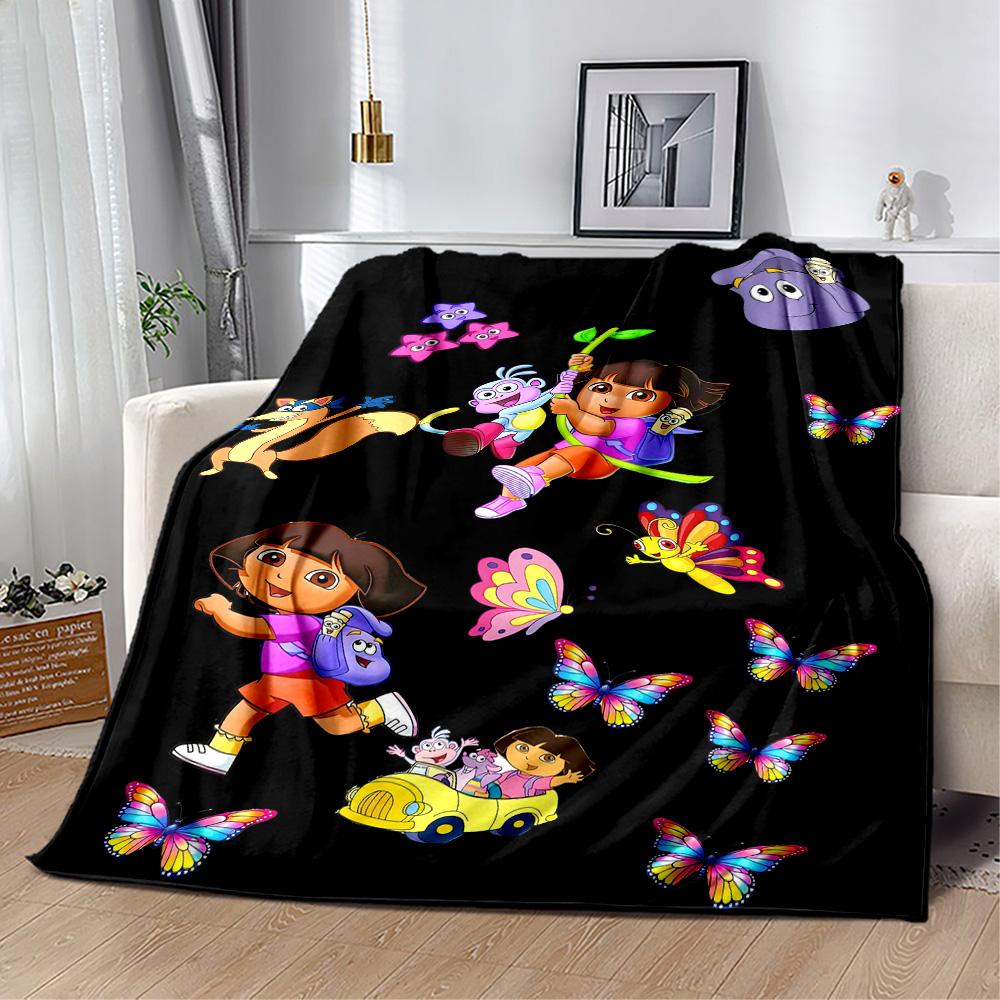 Dora Explorer Blanket Comfortable Great for Picnics Chair Livingroom All-Season Use Modern Style Gifts For Family Or Friends