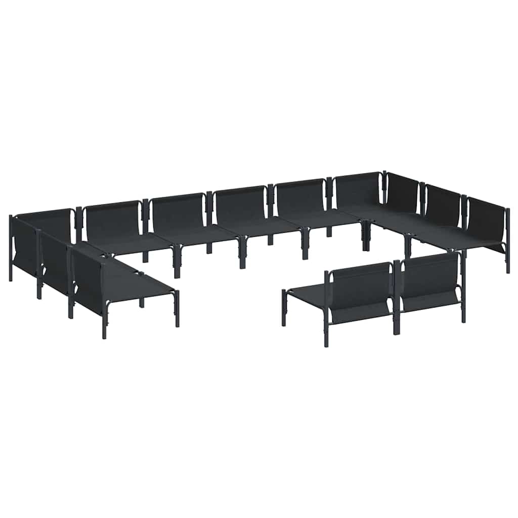 Garden Sofa Set with Cushions 12 Pcs Black Steel
