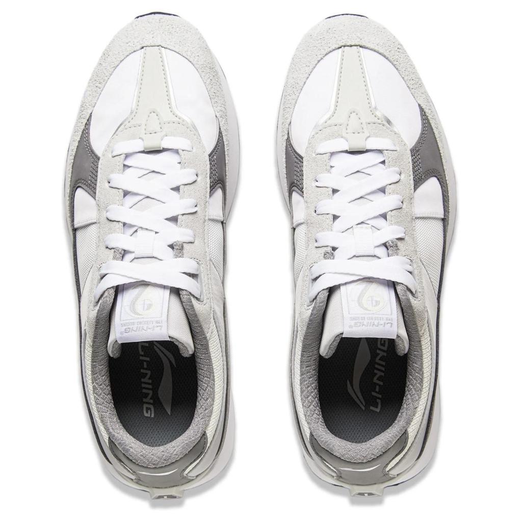 Li Ning Sports Life Collection 70s Heritage Cushioning Slip Resistant Low top Casual Shoes Men's White Gray AGCU177-3