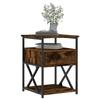 Table de chevet - Maison Exclusive - Chêne fumé - Bois d'ingénierie et cadre en fer - 40x42x55 cm