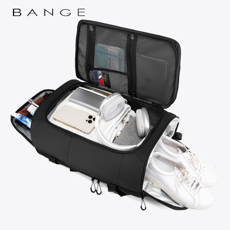 BANGE Men's High-Capacity Outdoor Travel Backpack with Shoe Compartment and Laptop Sleeve
