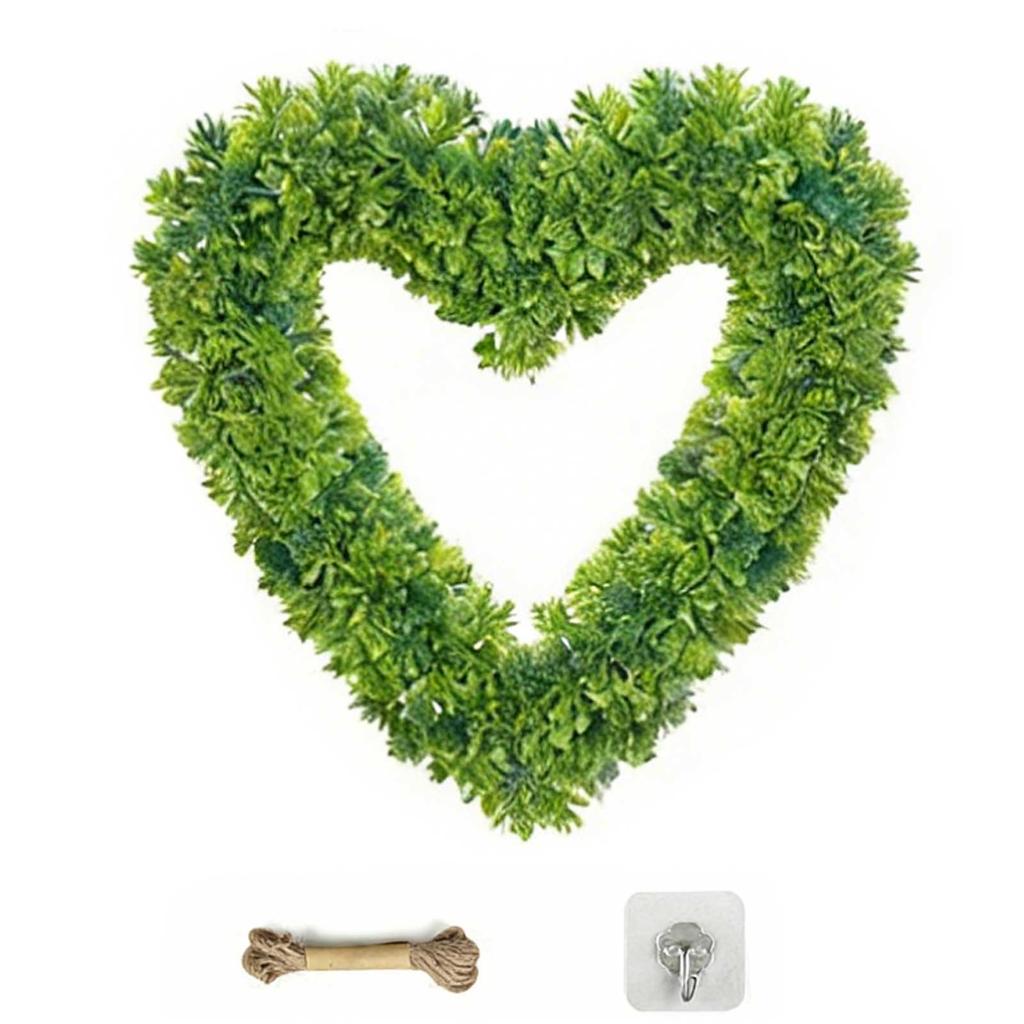 Heart Love Garland Wall Hanging Sign Plastic Artificial Greenery Yard Signs for Gifts Anniversary Wedding Dinner Decor
