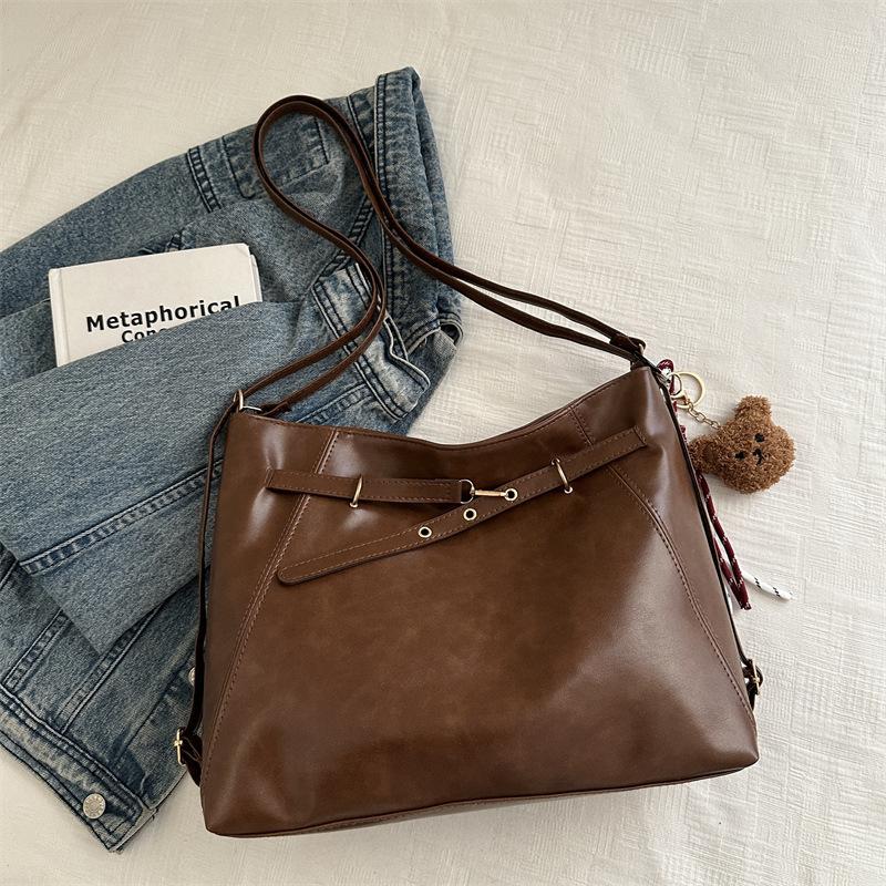 

Retro large-capacity backpack bag women s autumn new personalized fashion shoulder messenger bag tote bag Without pendant коричневий