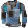T-shirt Top da Uomo Girocollo Rete Trendy Stampata 3D a Manica Lunga