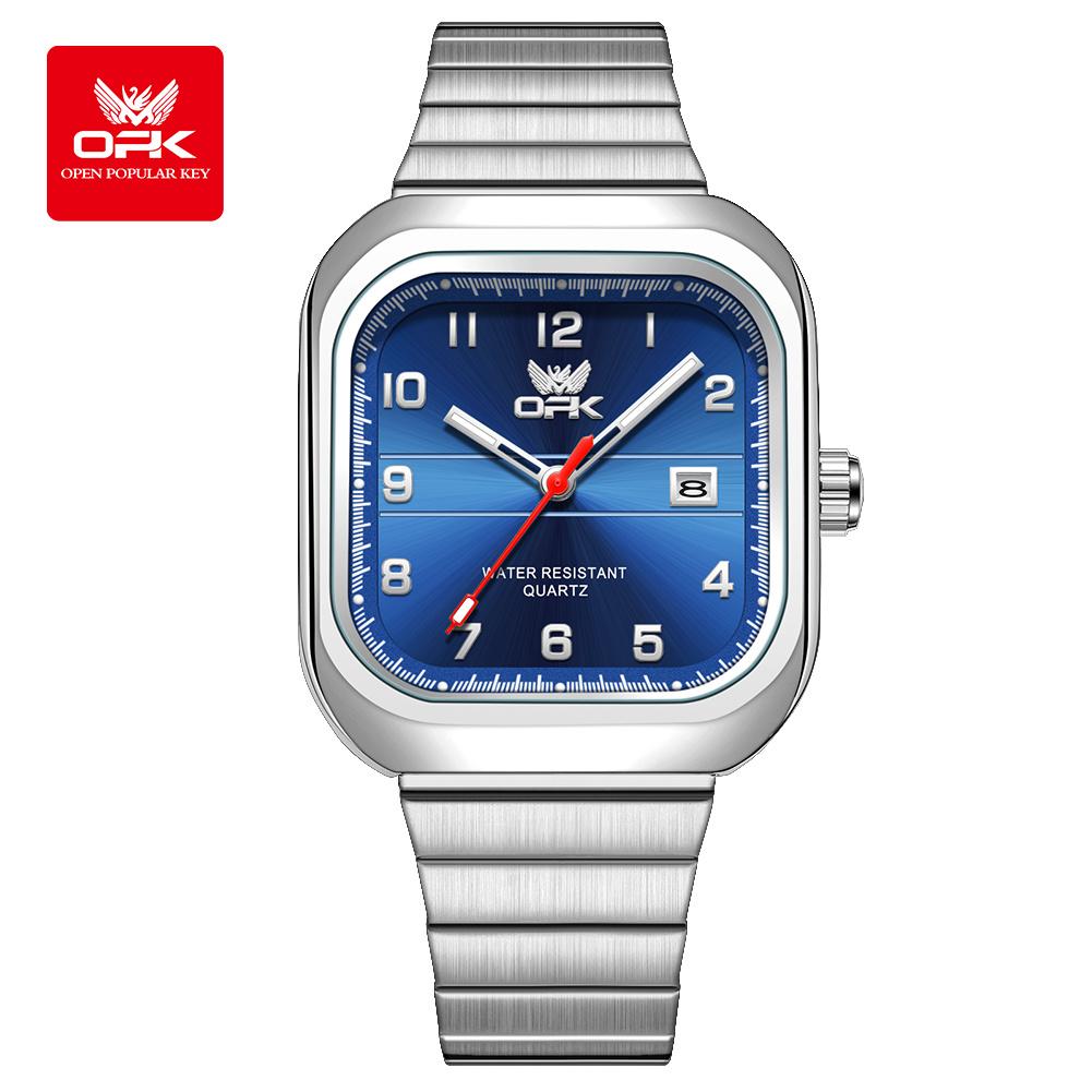 OPK brand digital engraved luminous waterproof single calendar men's watch quartz watch 6040