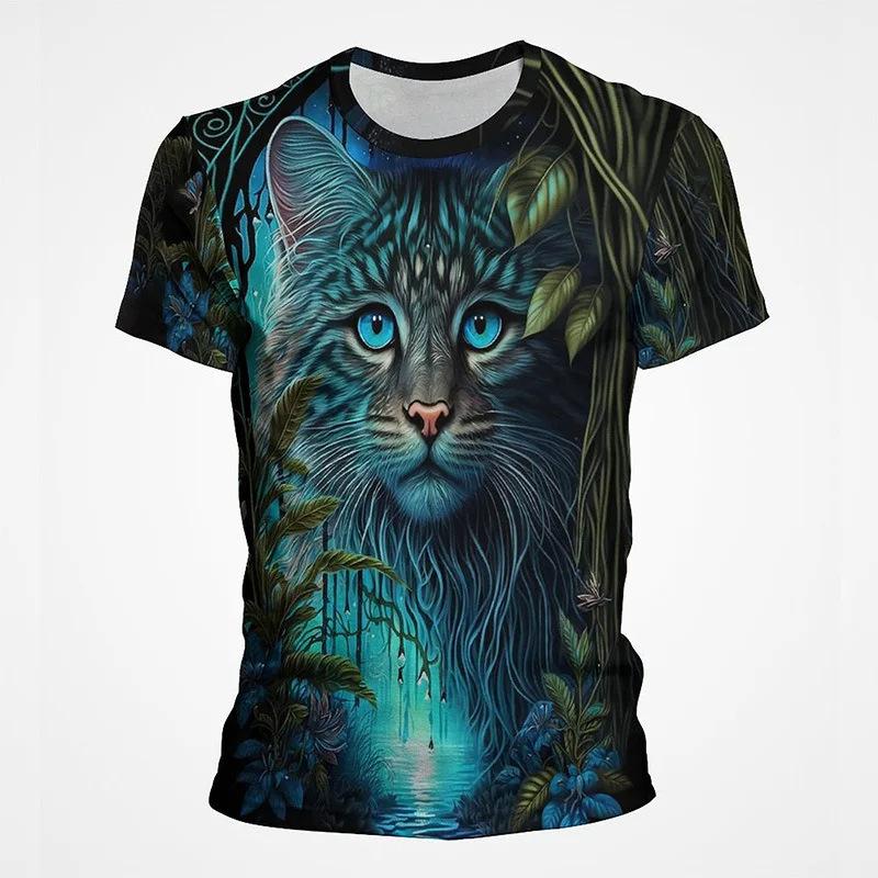 Funny Animal Graffiti Art Graphics 3D Printed Short Sleeved Top Hip-hop Round Neck Short Sleeved Men's T-shirts