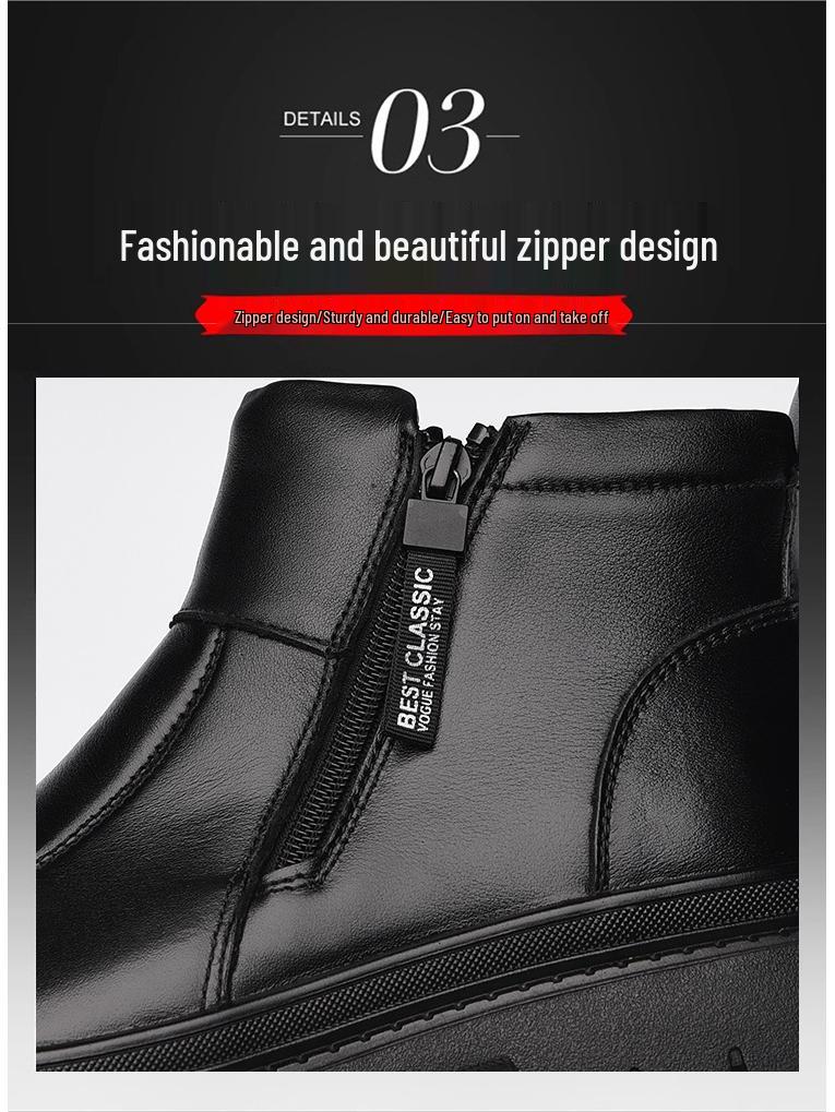 Men's 2025 Height-Increasing Genuine Leather Chelsea Martin Boots with Velvet Wool Lining