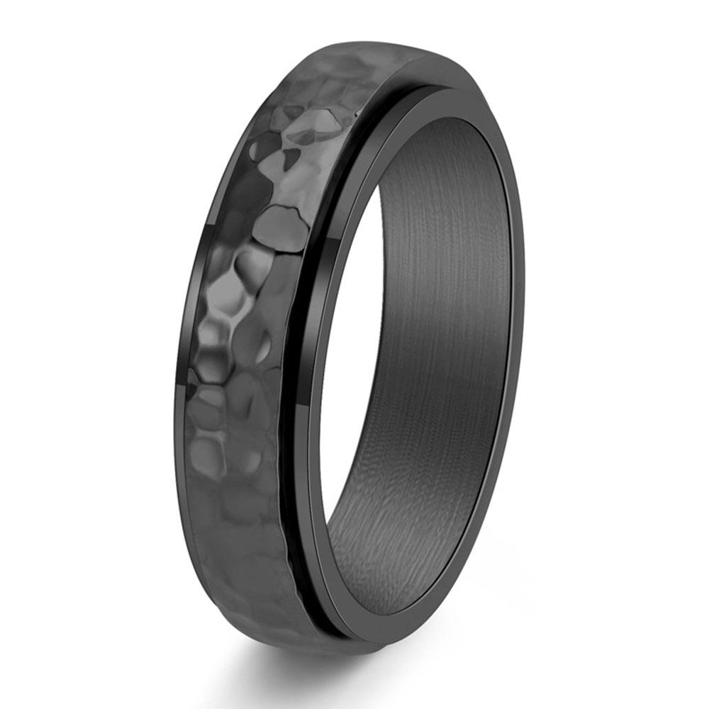 Vintage Handmade Hammered Pattern Rotating Men's Honeycomb High-end Ring 2025