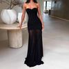 W479DS Elegant Strapless French Mesh Long Dress