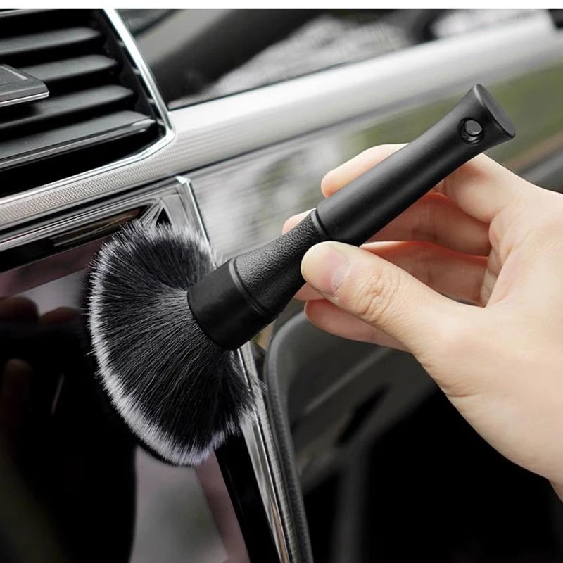 2pcs Ultra-Soft Car Detailing Brush Super Soft Auto Interior Detail Brush Synthetic Boars Hair for Cars Seat Leather Cleaning