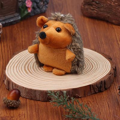 Soft Plush Hedgehog Doll Metal Keychain Brown Car Pendant Toy Keyring Decoration Phone Bag Pendant