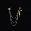 Halloween Hot Sale Chain Personality Skull Badge Wings Sword Vampire Brooch Collar Pin