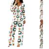 Women's Casual Fashion V-neck Loose Christmas Printed Pajamas Pajamas Set