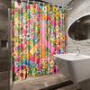 1Pc Vibrant Floral Peace Sign Shower Curtain - Colorful Flowers & Symbolic Design, Polyester Fabric Bathroom Dcor With 12 Hooks