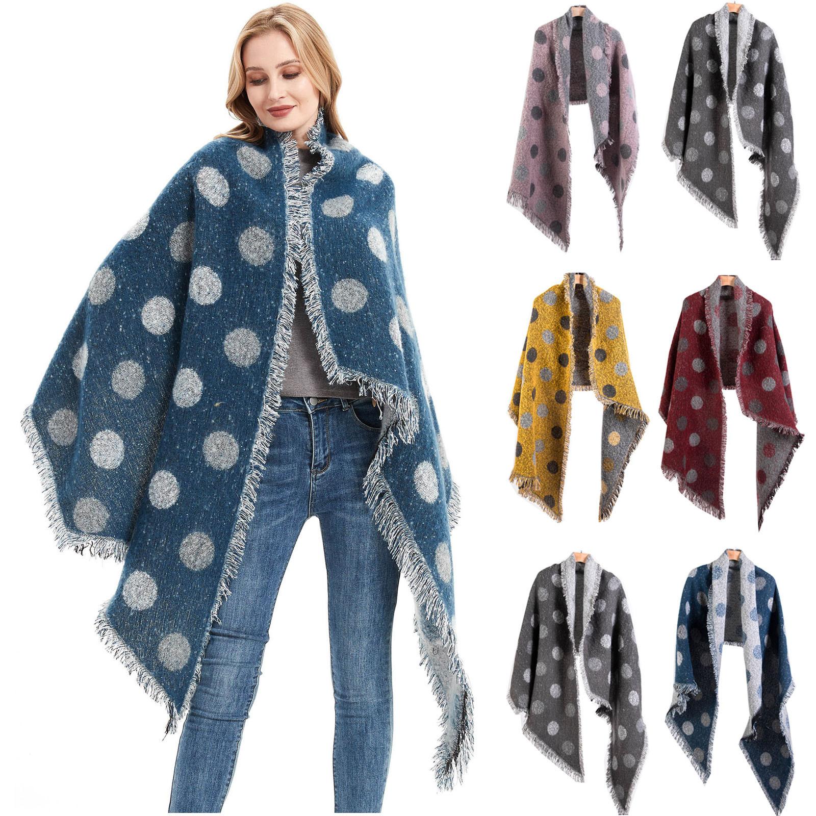 

Модный зимний теплый шарф в горошек для женщин, модный мужской вязаный шарф, шаль