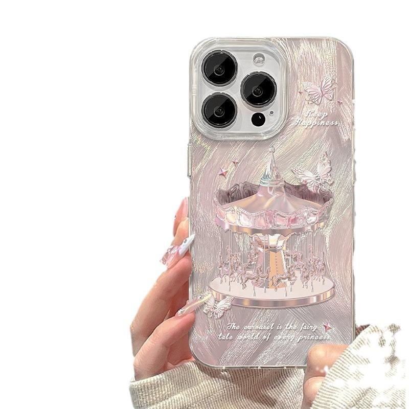 

Подходит для Apple 15 Чехол для мобильного телефона Iphone14pm Carousel 13 Перо Пряжа 12pro Laser 11 Алмазная наклейка Girl X iphone 15 pro