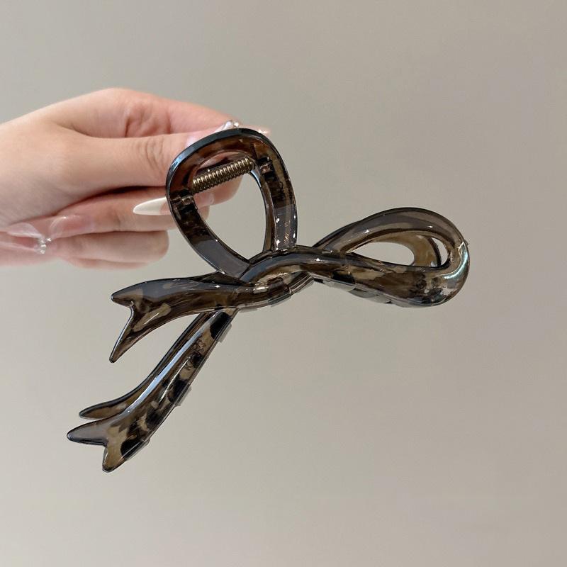 AWAYTR Retro Brown Bow Tie Hair Claws Acrylic Hair Clips Crab For Women Girl Gift Hair Accessories Valentine Headwear