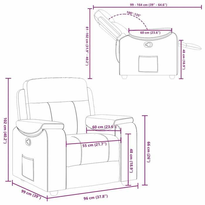 VidaXL Recliner Light Grey Fabric, Armchair, TV Recliner, Stroller, Recliner for People 4015680