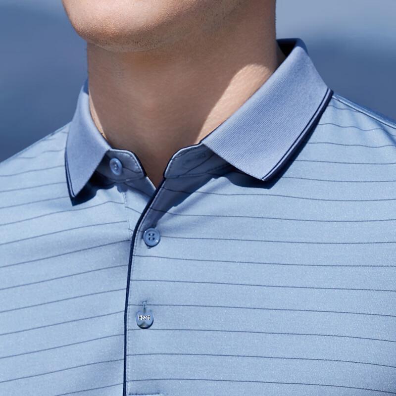 Men's 100% Mulberry Silk Short-Sleeve Striped Polo Shirt