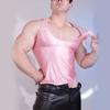 Sexy Men Lace Tank Top Oil Glossy Shiny Vest Mesh Sheer See Through Thong Stain Smooth  Tights Elastic Shaper Top T-Shirt
