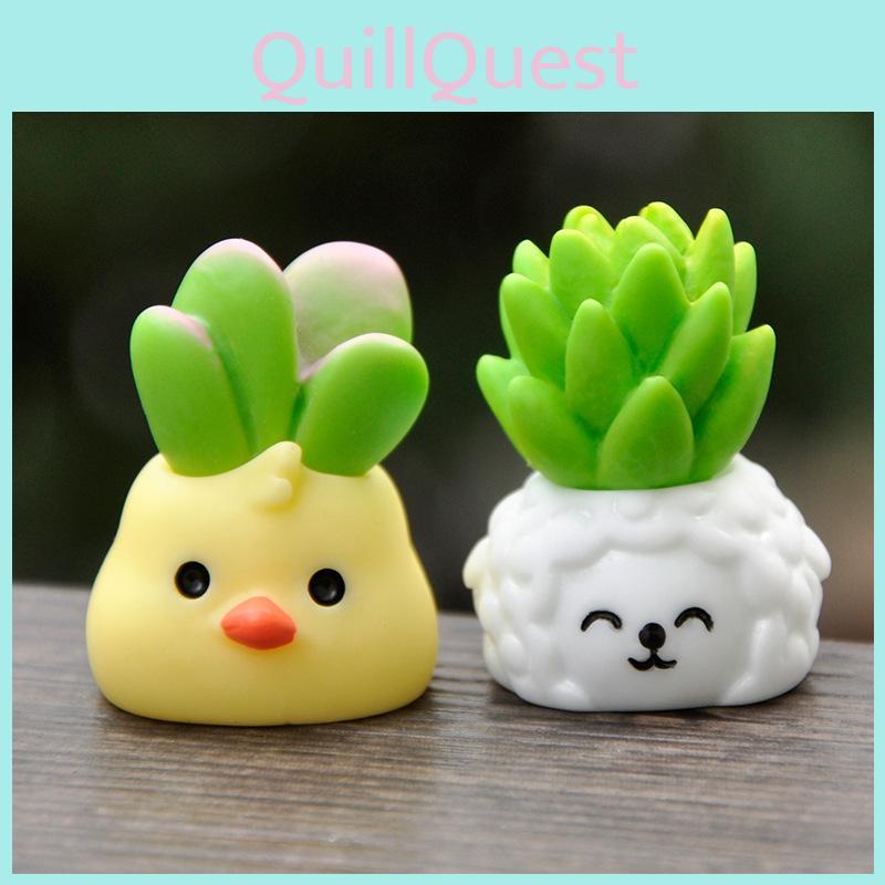 Succulent Animal Cute Resin Statue Action Figure Model For Tabletop Gift Decor