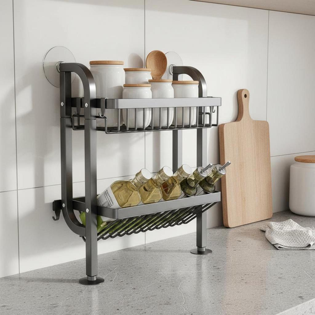 Narrow Seasoning Shelf Slim Design MultiLevel Jar Holder Space Saving Spice Rack for Apartment